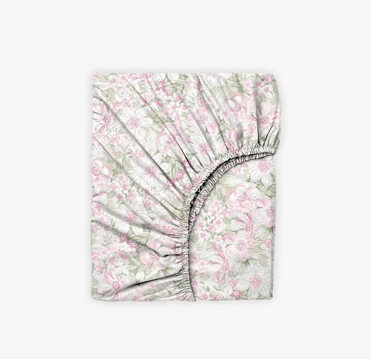 Sateen Fitted Sheet — Fiori Rosa